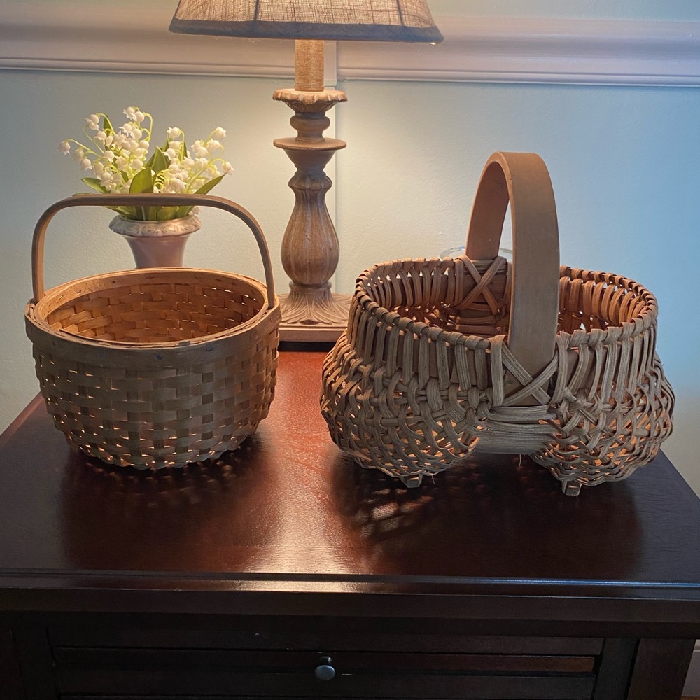 BUNDLE OF 2 BEAUTIFUL WOVEN WOOD BASKETS